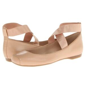 Jessica Simpson Mandalaye Leather Square Toe Ankle Wrap Ballet Flats